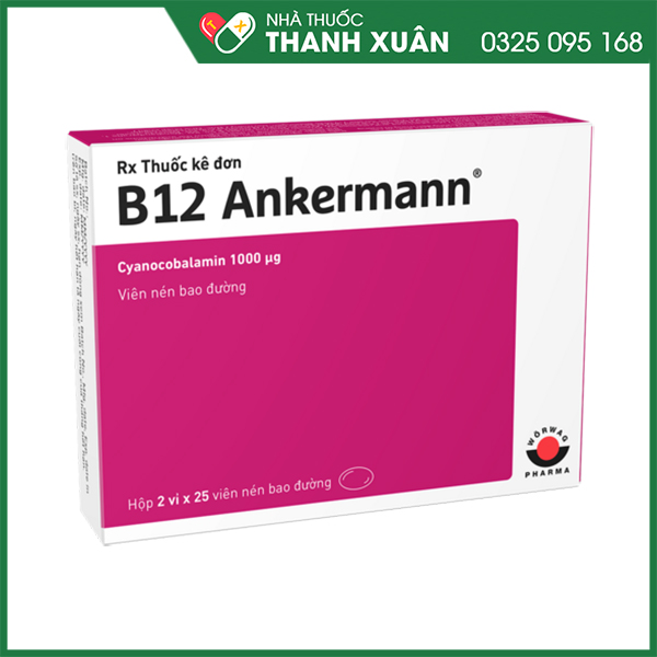 B12 Ankermann - Điều trị thiếu máu, thiếu máu hồng cầu to hoặc dự phòng thiếu vitamin B12